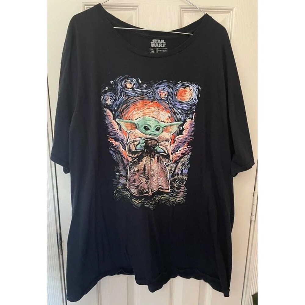 Men’s 3x Stars Wars Baby Yoda Grogu starry night tshirt